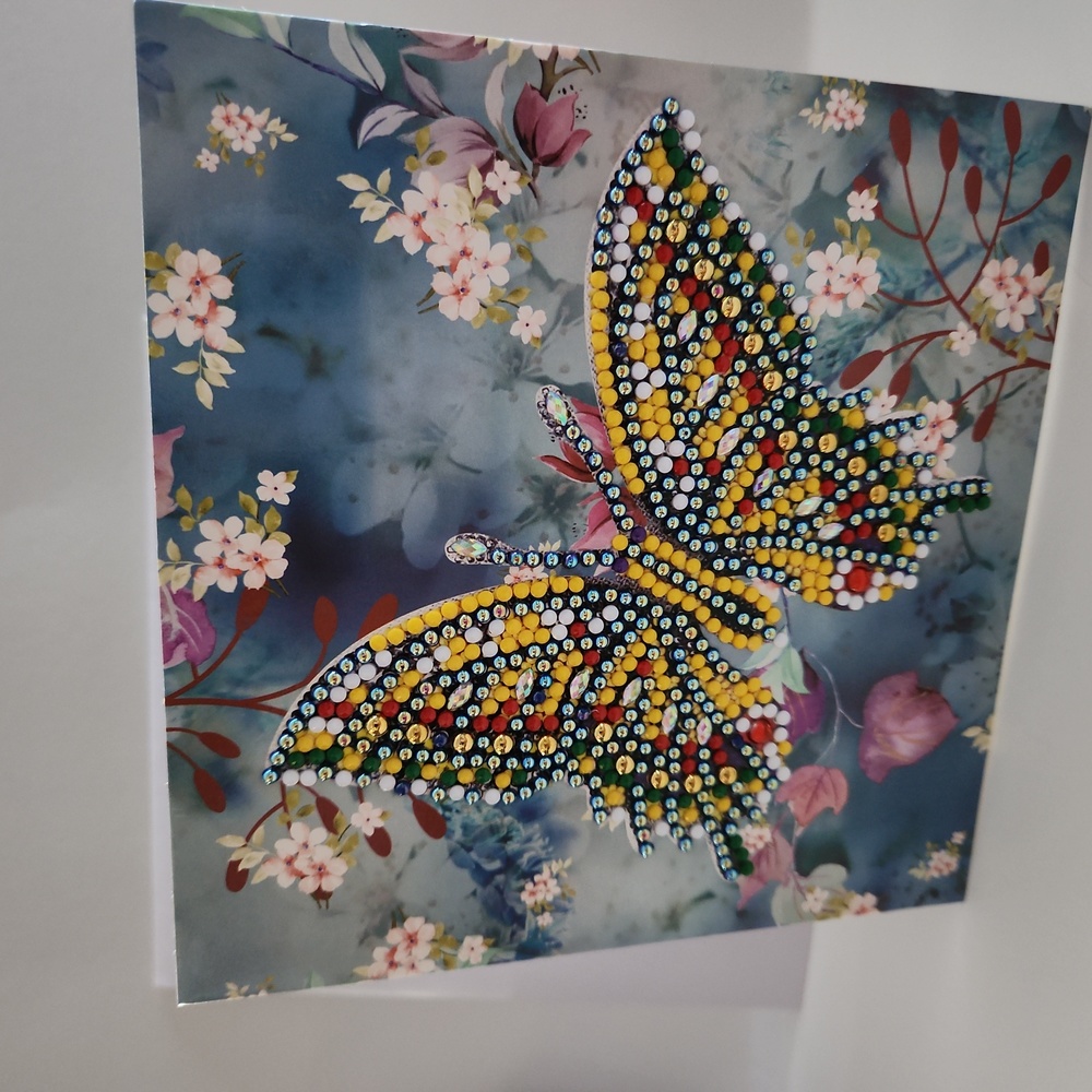 Handmade "Home Sweet Home" Butterfly Diamond Painting Greeting Card